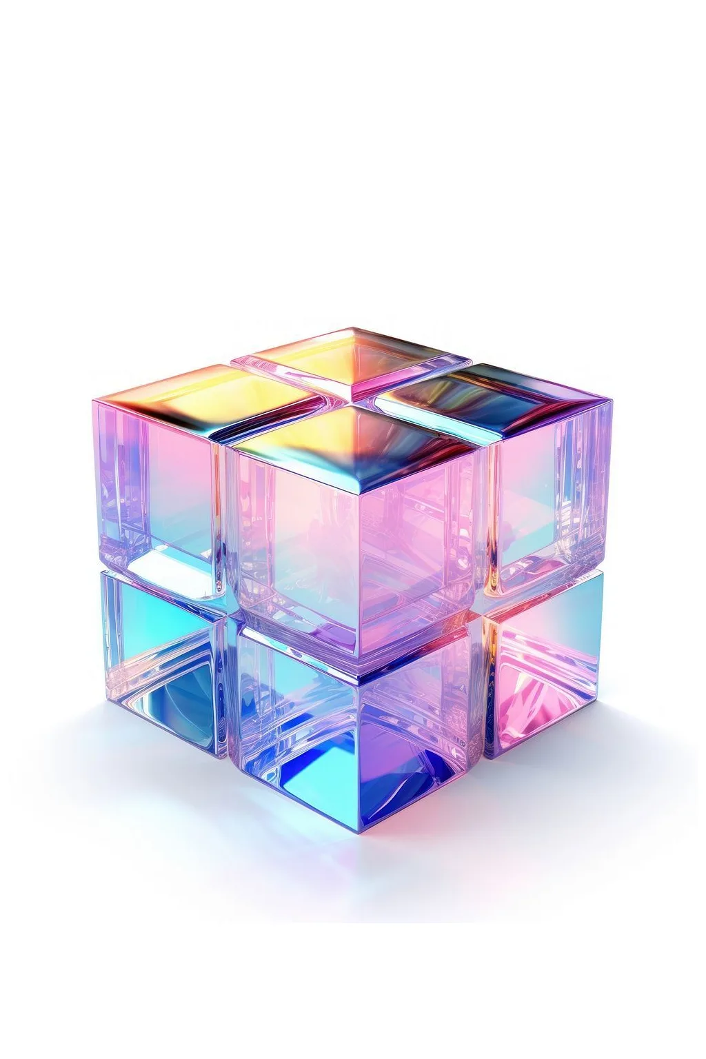 Cubo abstracto púrpura — piezas del sistema comercial conectadas